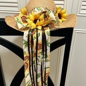 Vintage sunflower adorned Straw Hat